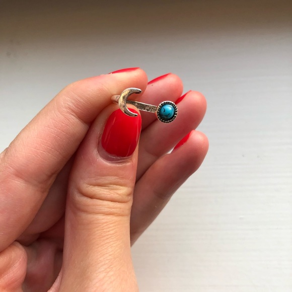 Boho Free People turquoise sun & moon ring - Picture 5 of 6